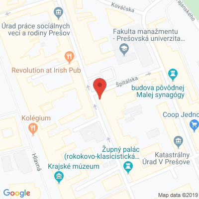 Google map: Slovenska 62, Prešov